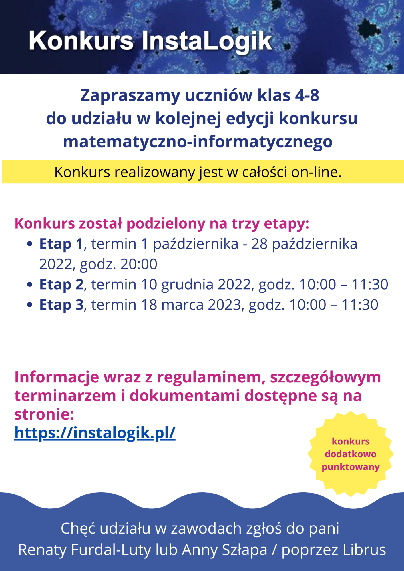 Plakat informacyjny o konkursie InstaLogik 2022